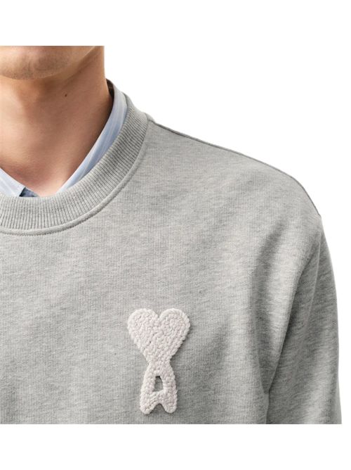 AMI ParisFelpa con applicazione Ami De Coeur Ami Paris | USW787.730A161 GRIS CEND CHINE/BLANC CR